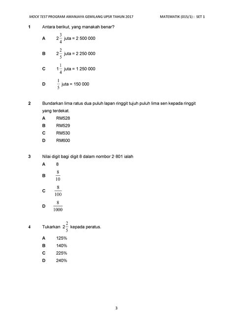 Contoh Soalan Matematik Upsr 2020 Image