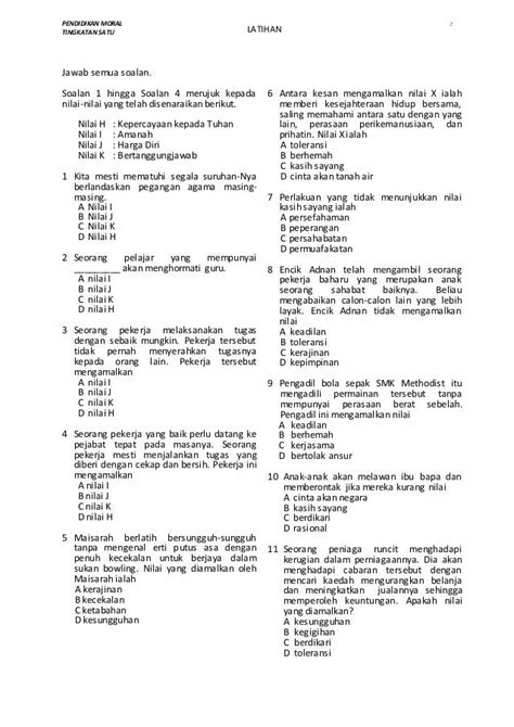 Soalan Dan Jawapan Pendidikan Moral Tingkatan 4 Image