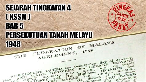 Soalan Sejarah Tingkatan 4 Bab 5 Persekutuan Tanah Melayu 1948 Image