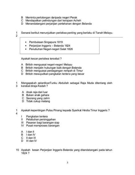 Soalan Sejarah Tingkatan 4 Objektif Image